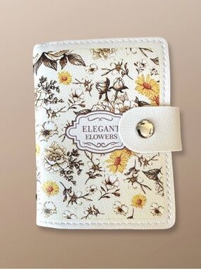 Floral Credit Card Holder Wallet Multi Slot Organizer Snap Closure Neutral